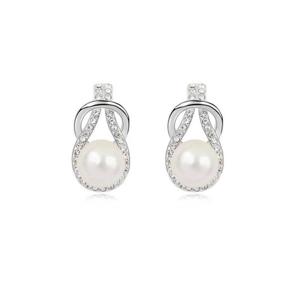 NWT NINA Crystal from Swarovski HERCULEAN KNOT PEARL/PAVE